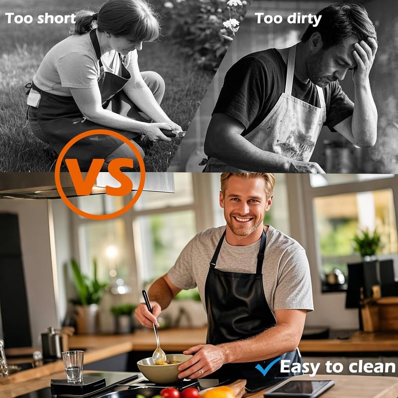juningxin Store Waterproof Rubber Vinyl Apron 40 Inch Heavy Duty Adjustable Bib for Men Women Kitchen Cooking Lab Dishwashing Black - Image 5